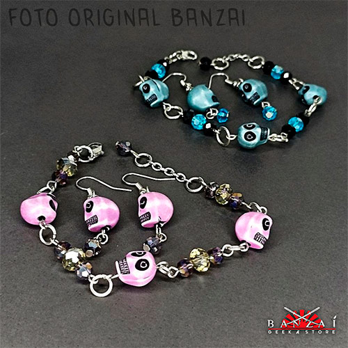 set-calaveras-azul-morada-001 SET CALAVERA | ARETES Y PULSERA (Witch) - Imagen 1