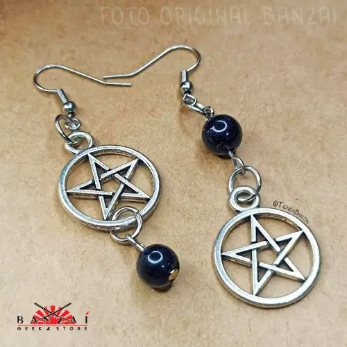 Aretes-pentagrama-y-cuarzos003 ARETES | PENTAGRAMAS Y CUARZOS (Witch Style) - Imagen 1